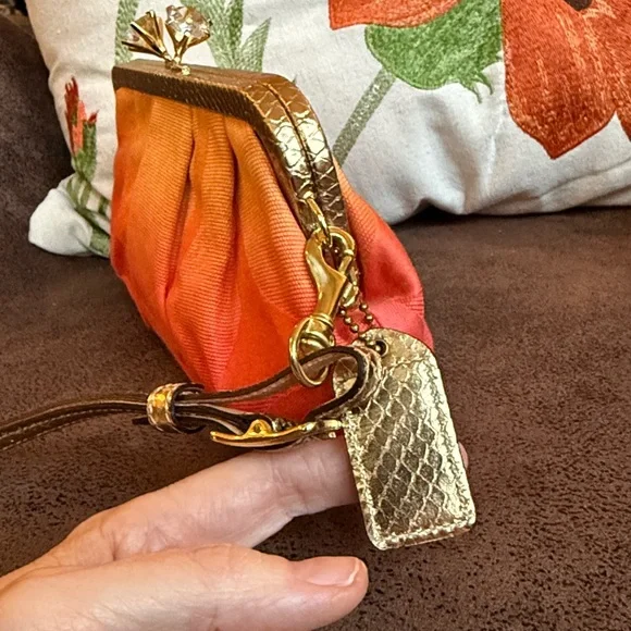 VINTAGE COACH KISSLOCK BAG 7553 GOLDEN PYTHON OPTIC SIGNATURE CANVAS LTD ED NWOT - Picture 6 of 15